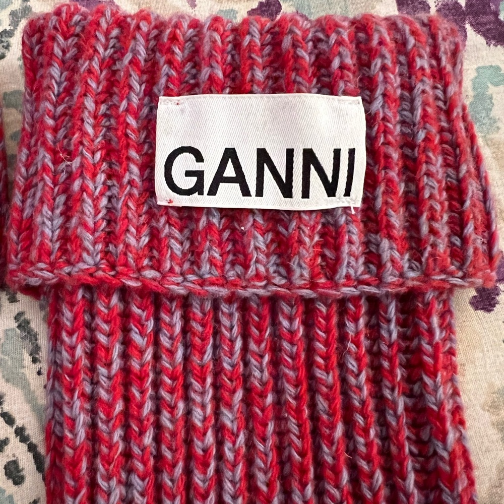 Ganni Rib Knit Fingerless Gloves - Picture 10 of 13